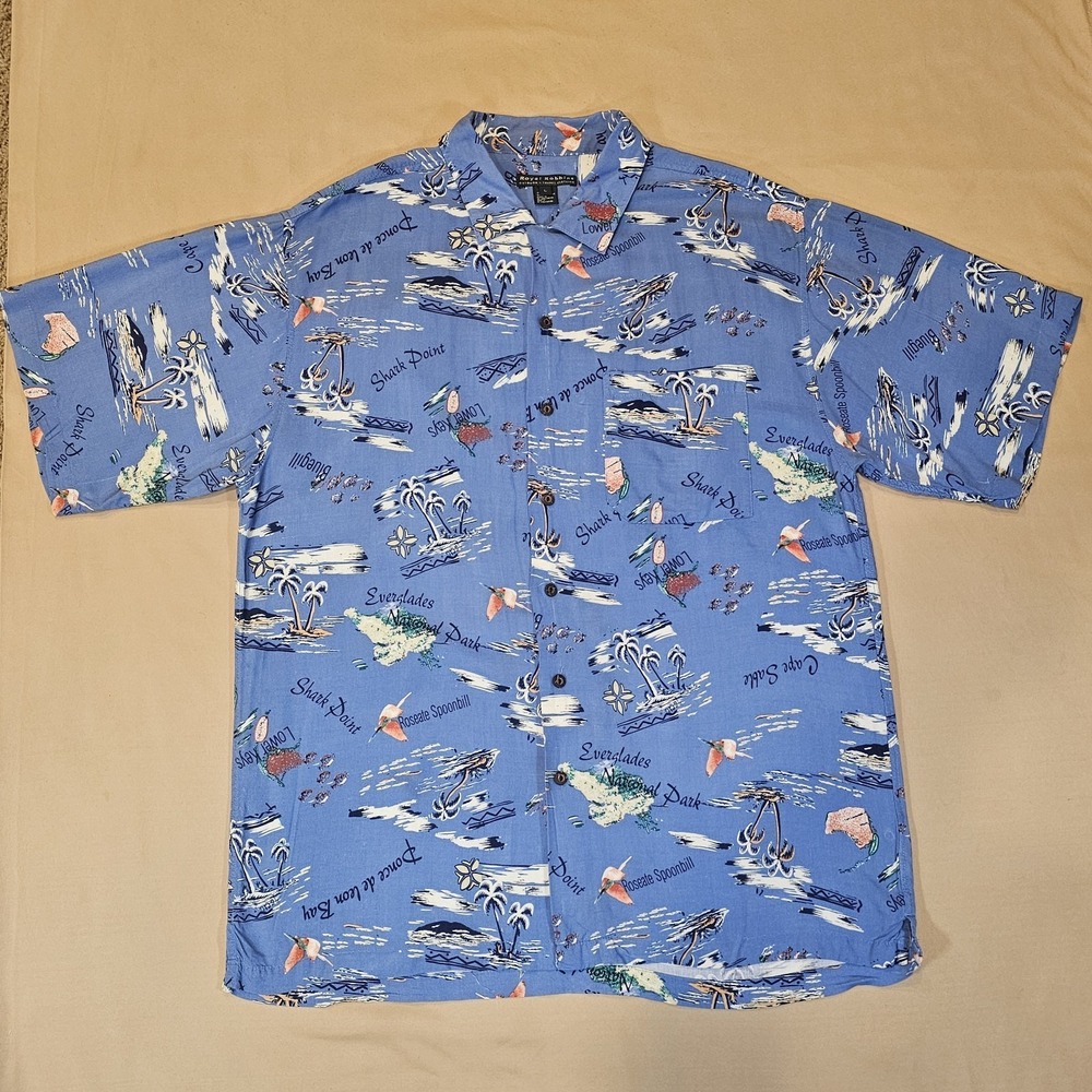 Royal Robbins Men's‎ Rayon Shirt Florida The Keys Everglades Shark Point Size L